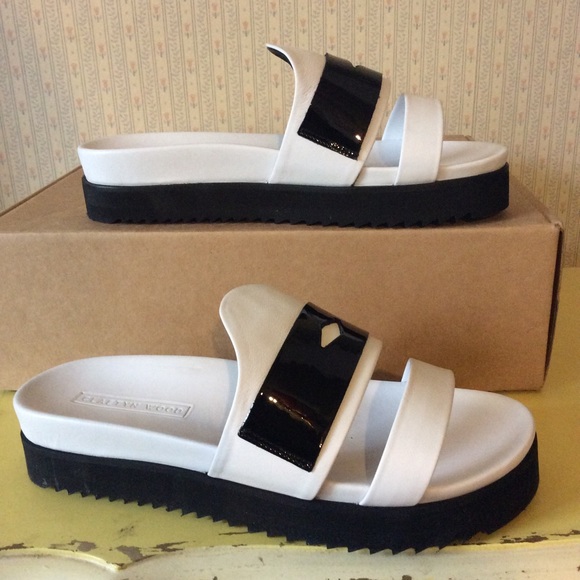 Claetyn Wood Shoes - Black & white leather Alma sandal Claetyn Wood 8.5